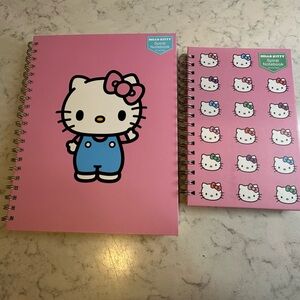 Pair of Hello Kitty Spiral Notebooks. Large & Small. Pink.